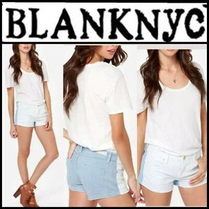 Pantalones Cortos Blank NYC Azul Blanco Dos Tonos ColorBlock Denim Mujer Distress ~ 28 M3020 - Imagen 1 de 12