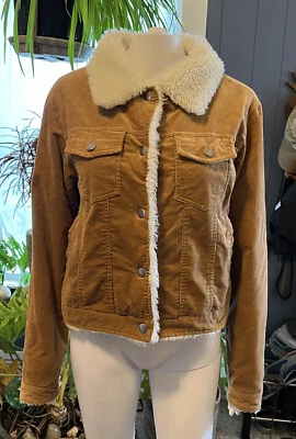 Vintage Corduroy 90s Bomber Faux Fur Trim Jacket Button Passport Womens S - Image 1 of 4