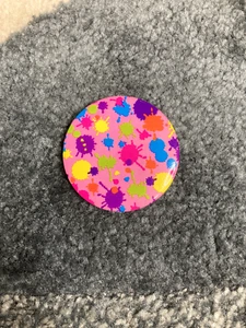 Lisa Frank Paint Splatter Button - 2" - Rare - Vintage - Rainbow - Plastic Back - Picture 1 of 2