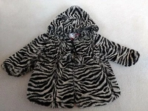 Infant girl's 24 month hooded zebra fur coat by Widgeon - Picture 1 of 4