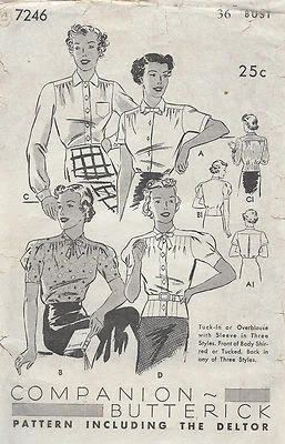 1930s Vintage Sewing Pattern B36 BLOUSE (1534)  - Image 1 of 3
