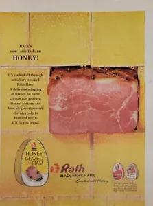 1963 Rath Honey Glazed Ham Vintage Print Ad Smoked Cloved Scored Cooked Ready - Picture 1 of 1