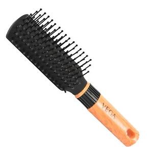 Mini Flat Brush with Wooden Colored Handle and Black Colored Brush Head