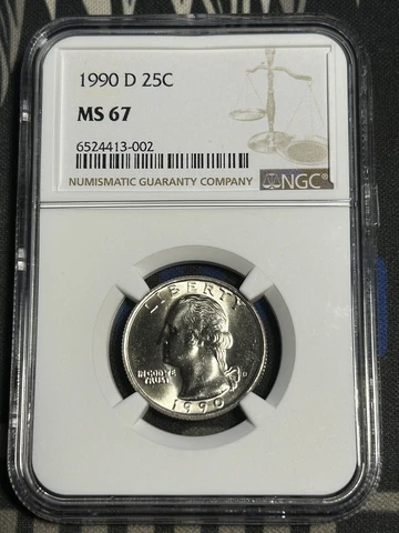 1990-D Business Strike Washington Quarter NGC MS 67 *Rare! NGC Pice Guide $200 * Cover