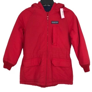 Lands End Youth L Squall Red Jacket Hooded Fleece Lined Squall Winter Coat Ski - Picture 1 of 13
