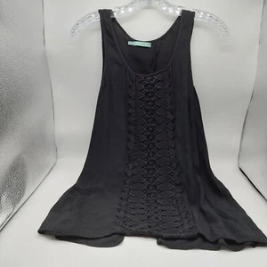 Maurices Women Tank Top Size Small Black Crochet Accents Sleeveless Top Shirt - Picture 1 of 8