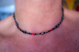 Collana uomo donna, pietre dure, giada, quarzo, turchese, ematite 042. - Foto 1 di 6