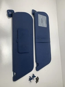 92-97 Light/Lapis Blue Cloth Sun Visors Pair F150 F250 F350 Bronco OEM - Picture 1 of 23