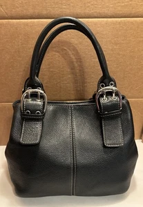 Tignanello Handtasche schwarz Pebbled Echtleder Geldbeutel Doppelgriffe schwarz - Bild 1 von 7
