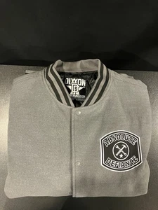 Dixxon Varsity Style Jacket Mens 2X Gray/Black Absolute Defiance Biker Patch - Picture 1 of 7