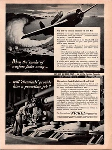 VINTAGE 1944 INTERNATIONAL NICKEL CO. WAR PLANE WWII ERA PRINT AD - Picture 1 of 1