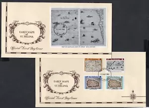 St Helena - 1981 Early Maps of St Helena Set + MS on 2 x First Day Cover - Picture 1 of 2