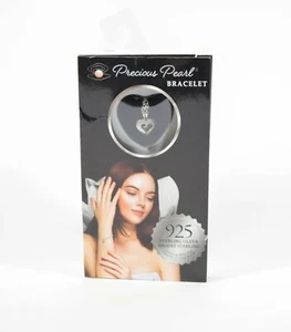Brazalete de perlas preciosas de cadena de plata esterlina 925 como se ve en la televisión y colgante ostra - Imagen 1 de 3