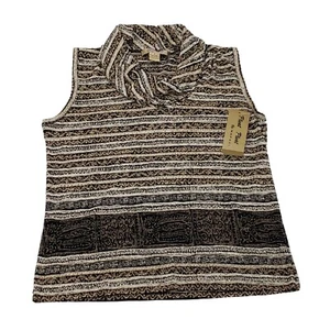 Pleat Pleat By Rafael Womens Top S Brown Sleeveless Cowl Neck Stretch Textured - Picture 1 of 5