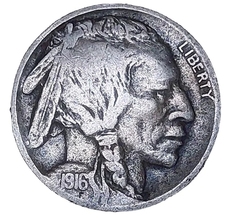 1916-D Buffalo Nickel 5 Cents ~ Better Date ~ F-VF Cover