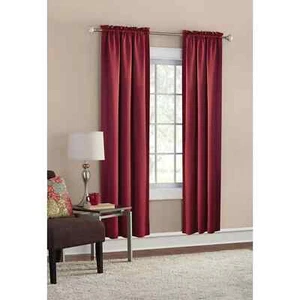Mainstays Solid Color Room Darkening Rod Pocket Curtain Panel Pair - 30'' x 84'' - Picture 1 of 4