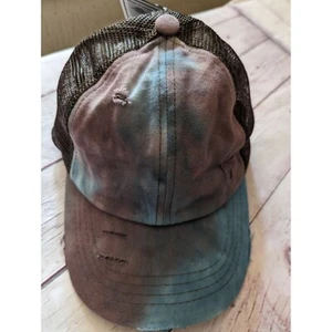 Criss Cross Cap Distressed Blau Braun Neu Batik - Bild 1 von 6