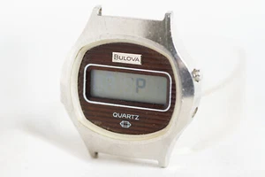 BULOVA Men's Digital Watch Rare Bulova Quartz Watch Stainless Steel Parts Repair - Picture 1 of 6