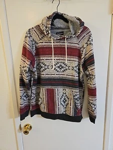 Carbon Aztec Hoodie Adult Size Medium Red Black Sweater Pattern Geometric - Picture 1 of 3