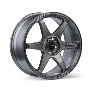 18x8.5 +45 Enkei T6R 5x100 Gloss Gunmetal Wheels (Set of 4) - Picture 1 of 2