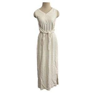 Vintage Tommy Bahama Größe 8 MAXIKLEID 100 % Seide cremefarben beige Frontkrawatte Urlaub - Bild 1 von 6