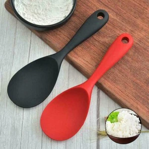 Rice Spoon Silicone Heat Resistant Non-stick Rice Spoon Black/Red Cooking P6W8 - Picture 1 of 12