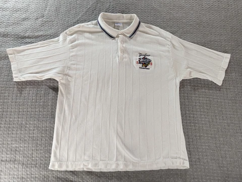 Vintage Yankees Polo Shirt Men Large White 1998 World Series Champion True-Fan Cover