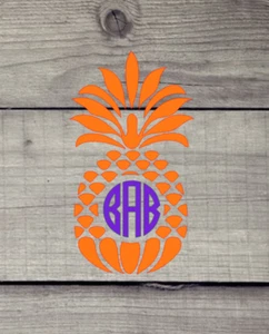 Adesivo vinile ananas con monogramma per auto, laptop, cellulare e altro  - Foto 1 di 9