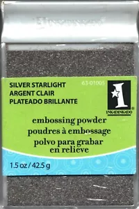Inkadinkado ~ SILVER STARLIGHT ~ Embossing Powder 1.5 oz 63-01005 METALLIC - Foto 1 di 1