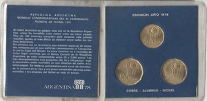 ARGENTINA 1978 COMMERATIVE COPPER NICKEL COINS 20 50 100 PESOS IN PLATIC WALLET - Picture 1 of 2