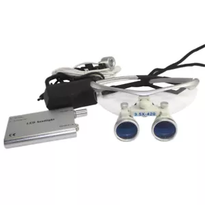 Dental Lupenbrille Zahnarzt Lupe mit LED Scheinwerfer Kopflicht Licht 3.5X420mm - Bild 1 von 9