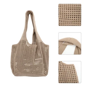 Knit Beach Bag Large Capacity Bag Holiday Woven Hollowed out Portable Beach Bag - Picture 1 of 12