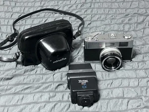 Minolta Hi-Matic 7s 35mm Rangefinder Camera Rokkor 45mm f/1.8 Lens Case Flash - Picture 1 of 24