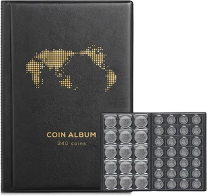 Album monedas 340 bolsillos libro para colección monedas centavos estampillas - Imagen 1 de 12