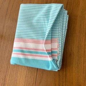 Vintage Stoff Poly Stretch Aqua Rosa Weiß Streifen 60 x 36 1 Yard - Bild 1 von 8