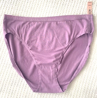 Calcinha Victorias Secret tamanho grande perna alta cintura algodão logotipo roxo nova com etiquetas - Imagem 1 de 3