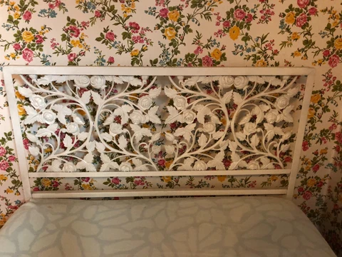 Set of 2 Vintage Wrought Iron Floral-Themed Twin-Size Headboards circa 1950's Cover