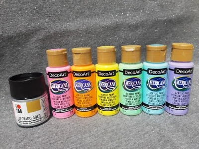 DECOART AMERICANA 7er Farbset "Regenbogen Light " DecoArt SET +Marabu Colorado Gold Acrylfarbe