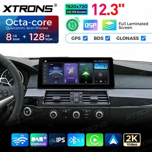 12.3" Android 14 8-Core 8+128GB Retrofit Car Stereo GPS WIFI For BMW 5er E60 CIC - Picture 1 of 9
