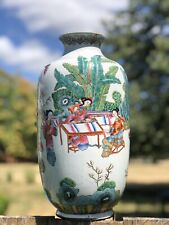 Gorgeous Rare Antique Chinese Pottery Family Vase Hand Made Signed 14 1/2” Tall
