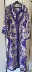 Moroccan 2 Piece Caftan & Dfina  Handmade Embroidered Purple Floral  - Picture 1 of 9