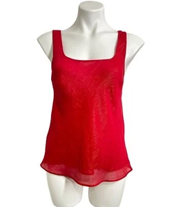 CABERNET BLOUSE CAMISOLE RED METALLIC SHADOW STRIPE SLEEVELESS TOP SIZE MED - Picture 1 of 10