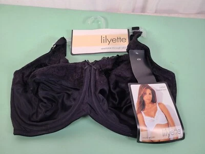  Vintage Lilyette Minimizer Black Bra 428  Soft Cup Underwire 38DDD - Image 1 of 4