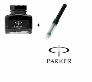 Parker30ml Fountain Pens Ink Quink Bottle Blue , Black Color + Converter - Picture 1 of 12