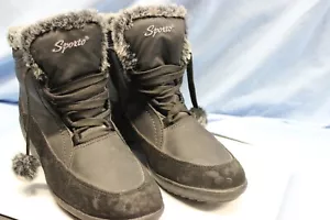 Sporto Women's Waterproof Suede WINTER BOOTS Boot with Faux Fur- Black Sz7 M - Picture 1 of 7