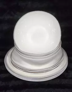 12 Rachel Ashwell Farmhouse White Gray Rim Melamine Dinner Salad Plates & Bowls - Picture 1 of 18