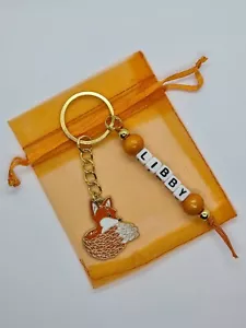 Personalised fox Keyring, fox gifts, bag name tag, nature gifts - Picture 1 of 2