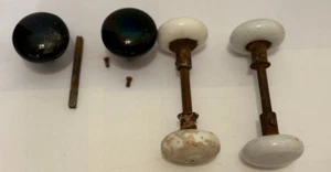 Antique Lot Of Three Porcelain Doorknobs Fair/Poor Condition Please Read - Picture 1 of 1