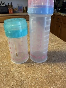 Playtex Drop In Bottles 3oz And 8 Oz Pink From 2004, Caps And Clear Nipple - Picture 1 of 6