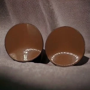 Orecchini a clip in smalto marrone, - Foto 1 di 4